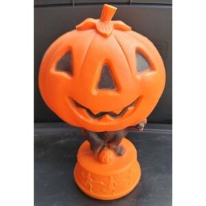 Vtg Blow Mold Pumpkin Jack-O-Lantern Black Cat Dancing‎ Skeletons  Halloween